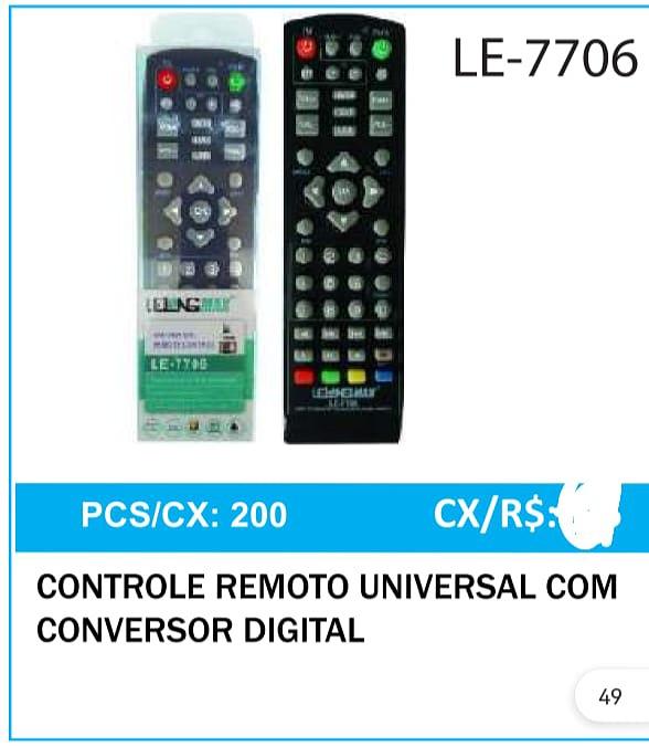 Controle Remoto Universal Para Conversor Digital Inova Wang